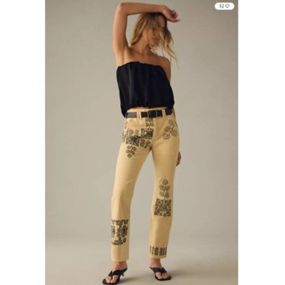 NWT-Anthropologie Pilcro Embroidered Pants - 33